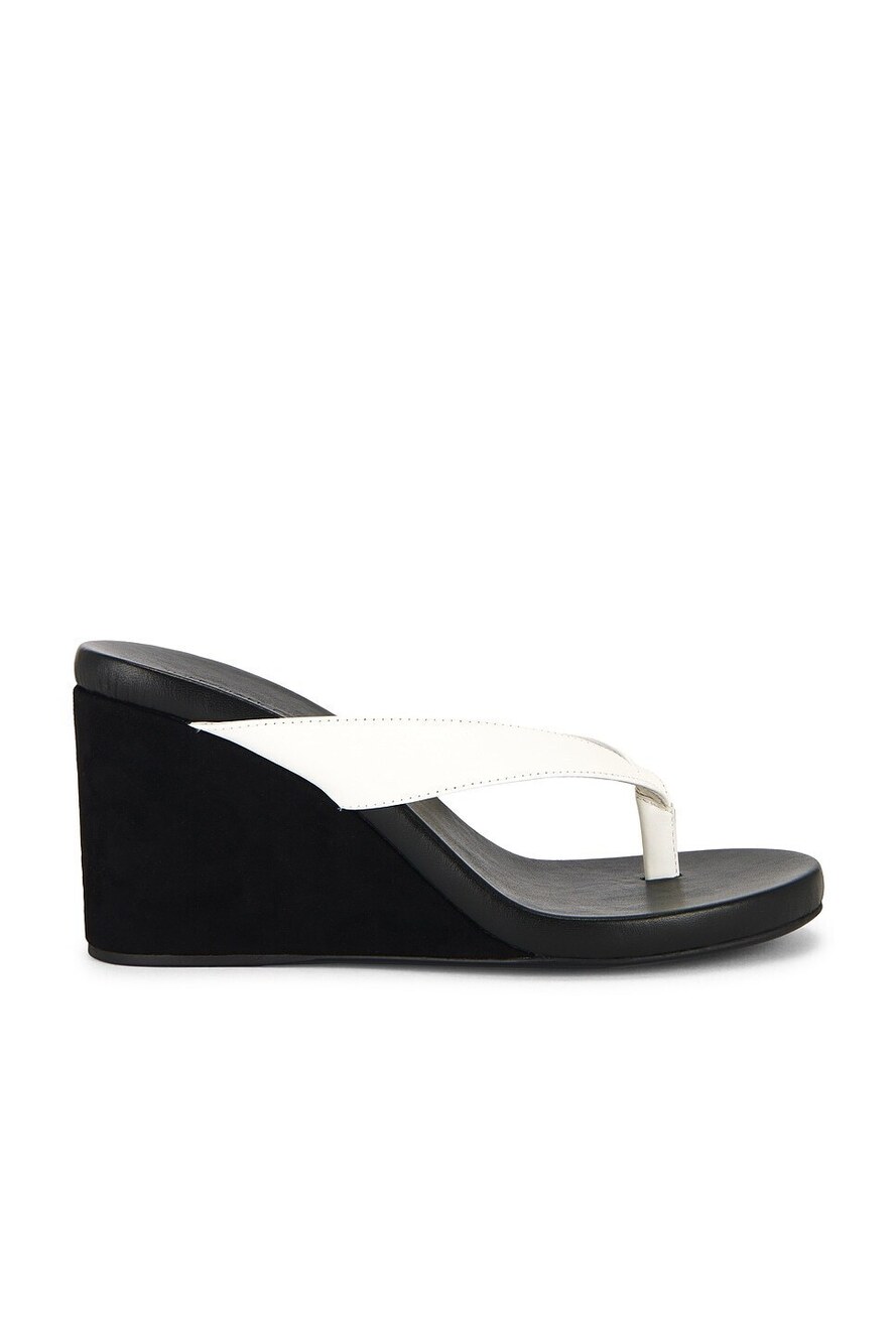 Tony Bianco Avanti Heel in Milk Capretto leather mid wedge heel platform sandal